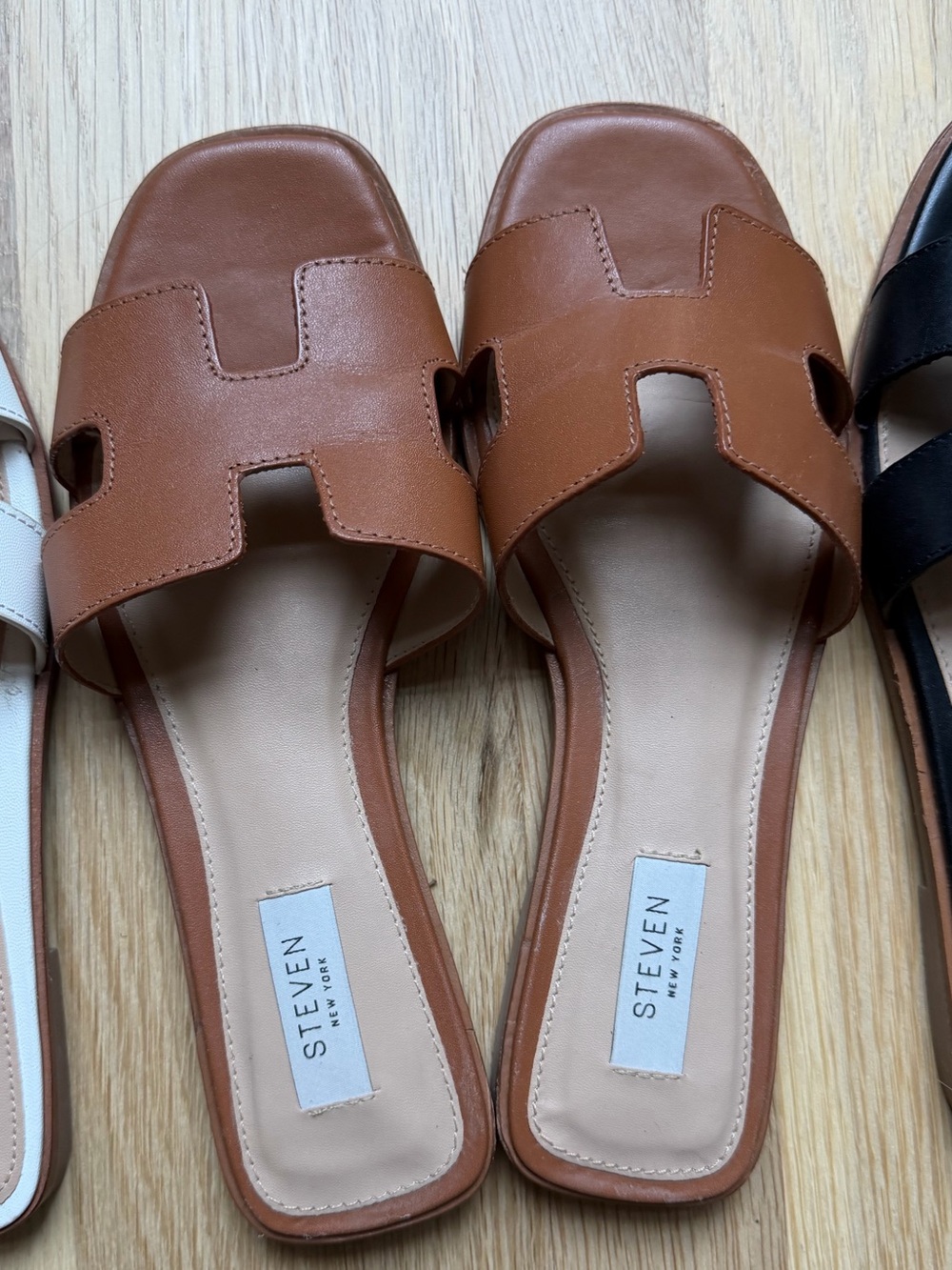 Steven By Steve Madden Tan Leather Slide Sandals
